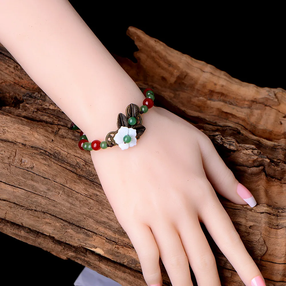 Браслет из нефритовых цветов Амулет халцедона и агата модный натуральный