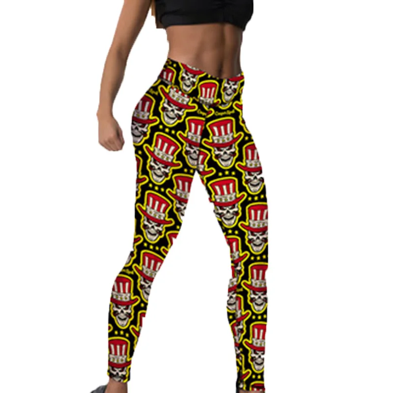 2021 personalized printed leggings breathable buttock lift slim body sweat absorption and anti  silk