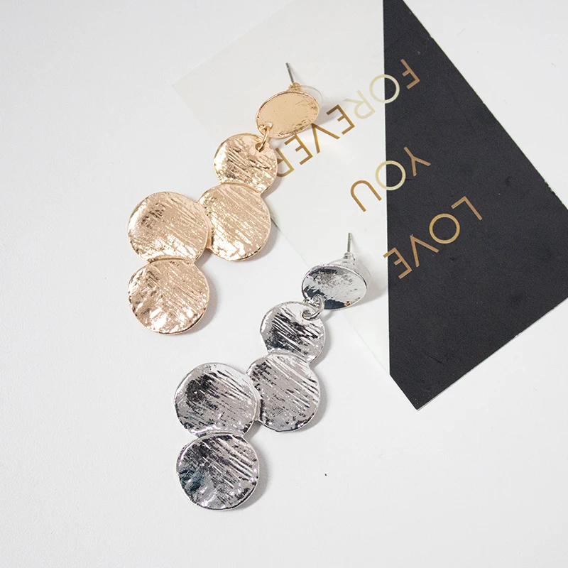 Длинные модные серьги ювелирные изделия геометрические диски для женщин Висячие