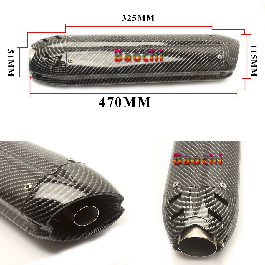 Универсальный мотоциклетный глушитель выхлопной трубы 470 мм Escape Moto для Kawasaki Z750 Z800