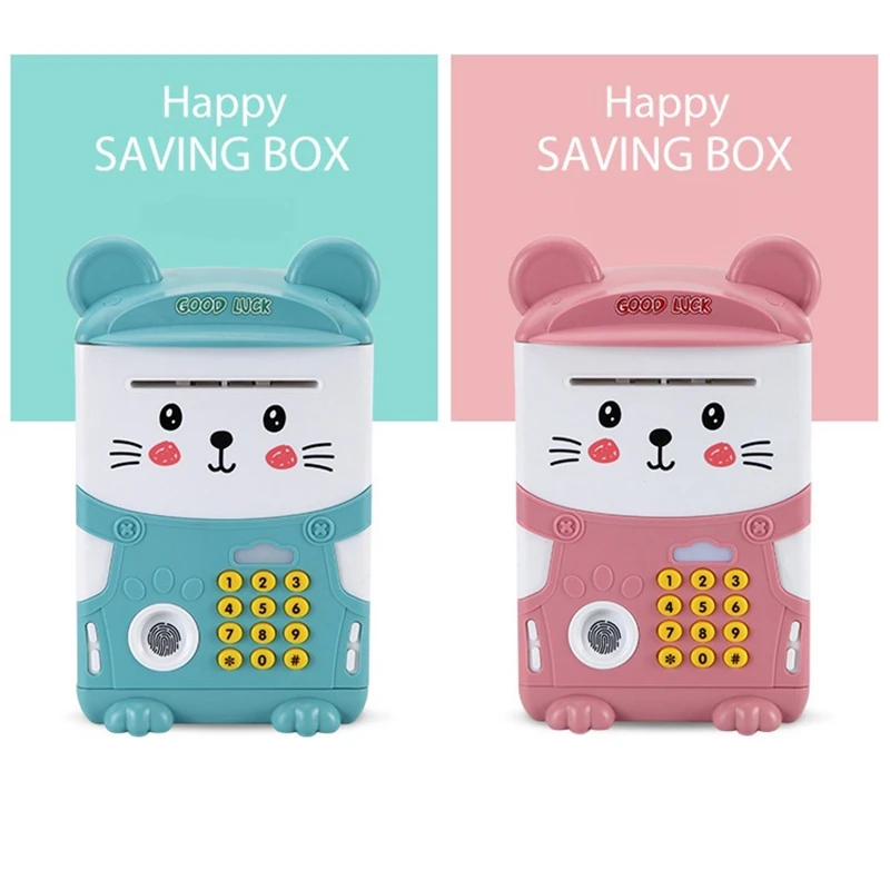 

Electronic Piggy Bank,ATM Password Saving Bank for Kids,Simulate Fingerprint Automatic Scroll Paper Money Coin Bank