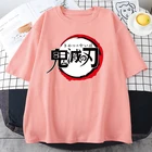 Футболка женская оверсайз в стиле Харадзюку, Повседневная рубашка с мультяшным принтом рассеянный Демон, топ с коротким рукавом в японском стиле, на лето