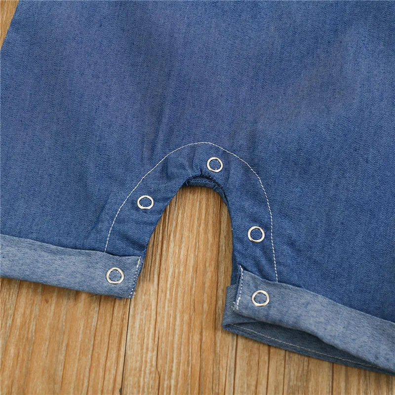 

Baby Romper Kids Blue Turn-Down Collar Short Sleeve Jumpsuit Bow-Tie for Summer Baby Boy Clothing 0-24 Months