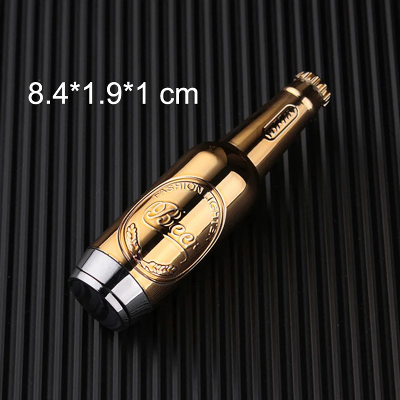 Gold beer bottle Зажигалка для винных бутылок, креативный пожарный фонарь Бутановая Зажигалка, газовая многоразовая Зажигалка для сигарет, декоративные украшения для дома - Цвет: Gold beer bottle