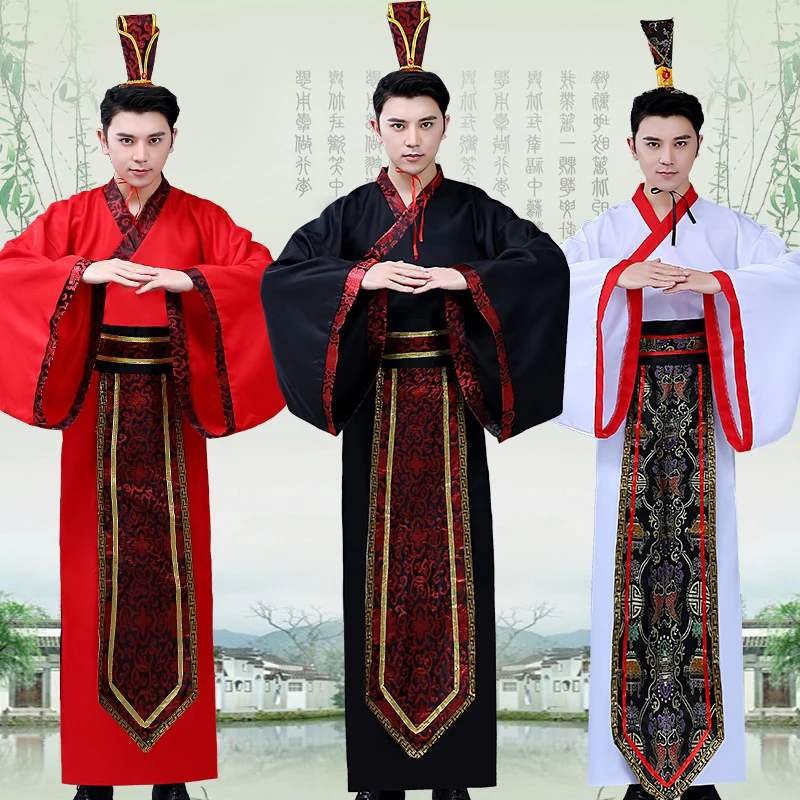 

Chinese Ancient Male Hanfu Clothing Tang Dynasty Men Costume China Traditional Long Robe Stage Performance Cosplay Hanfu DQL1849