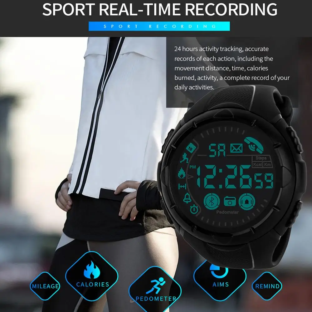 HONHX Bluetooth мужские умные спортивные часы мужские s водонепроницаемые цифровые наручные часы шагомер калории фитнес Relogio Спорт Masculino