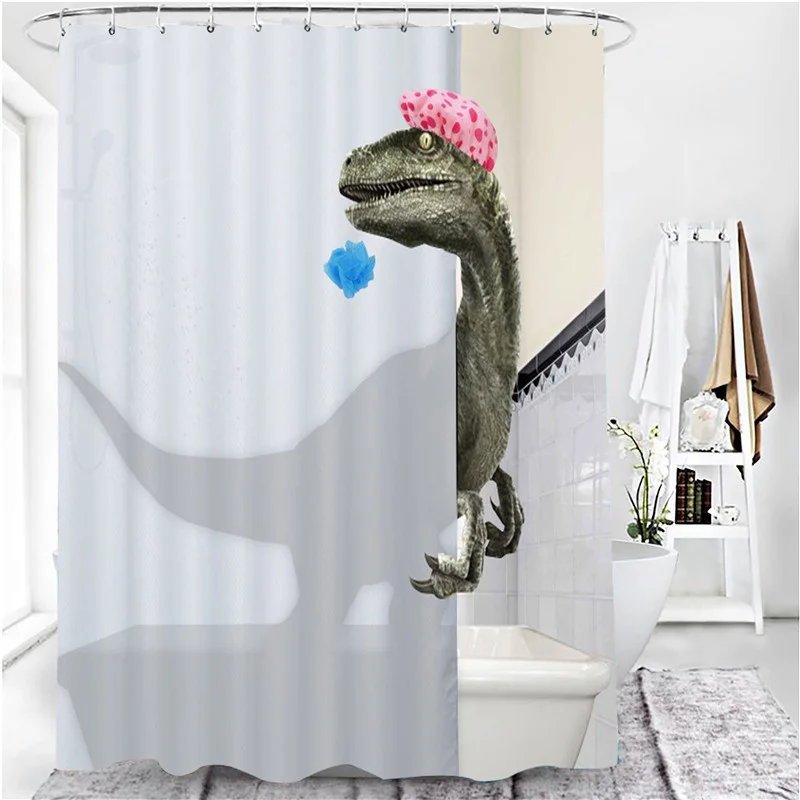 

Dinosaur Shower Curtains 3D Waterproof Bathroom Curtain With Hooks Anti-slip Bath Mat Set Soft Rugs WC Toilet Carpet Home Decor
