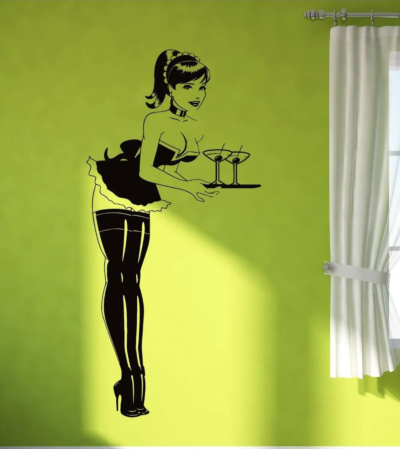 

Cafe Bar Wall Sticker Sexy Girl Vinyl Decal Pin Up Woman Wallpaper Adult Bedroom Decoration Bikini Lady Art Mural Bathroom Decor