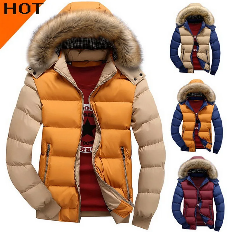 Fur Collar Winter Parka Long Jacket Men Thick Warm Coat Hooded Windproof Padded Cotton Asia Size M-4XL | Мужская одежда