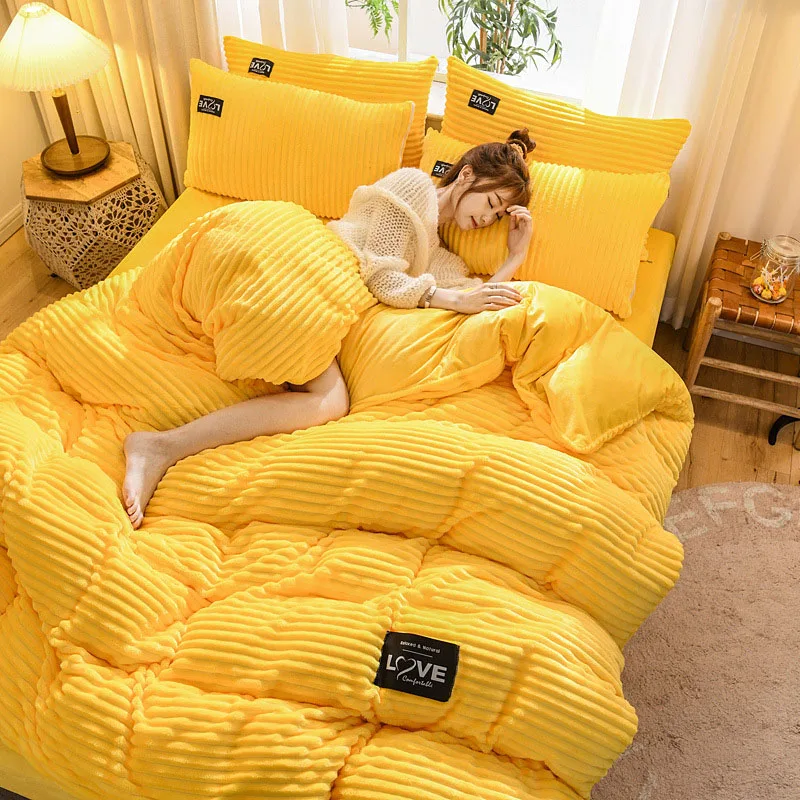 

Winter Warm Duvet Cover for Queen King Double Bed Coral Fleece Quilt Cover Double Sides Flannel Comforter Case Bedspread Bedding