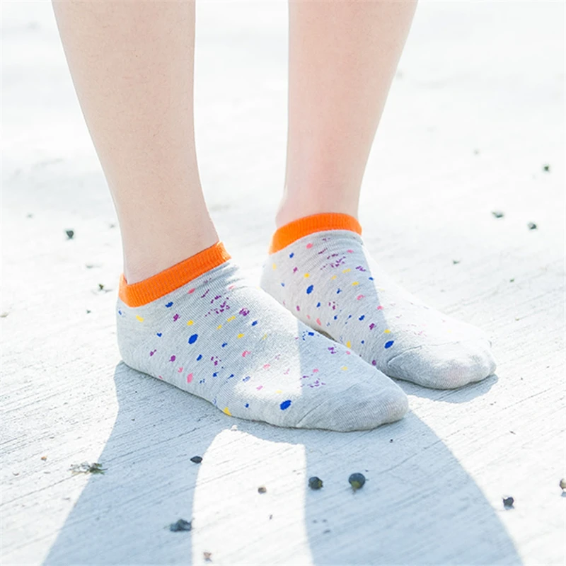 Модные хлопковые носки с принтом для отдыха летние женские короткие логотипом и