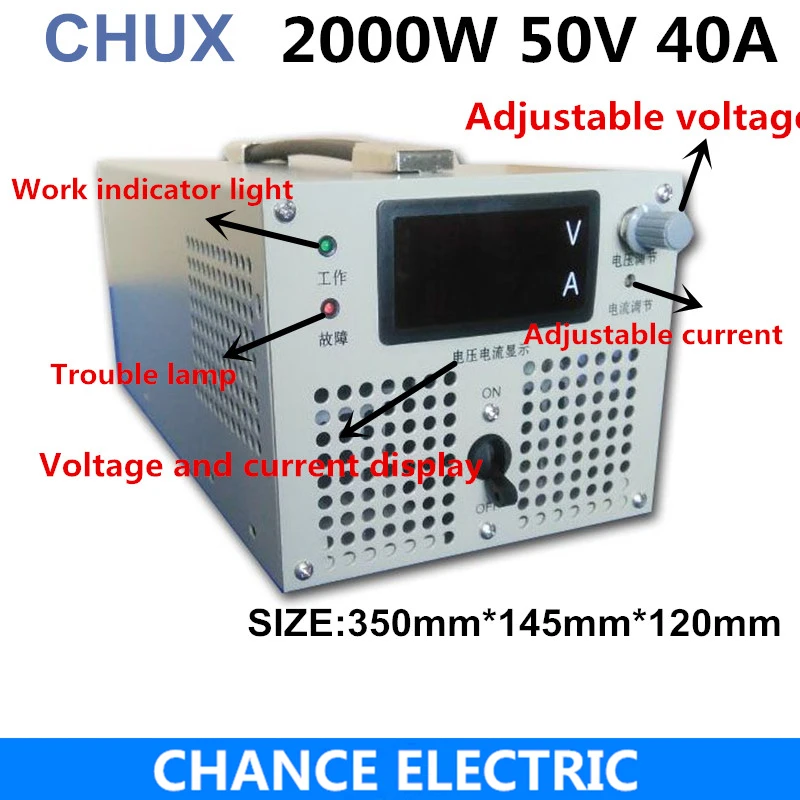 

50V 40A Switching Power Supply 0-50VDC Adjustable Voltage Power Supply 0-40A Current Adjustable 2000W Switching Power Supply