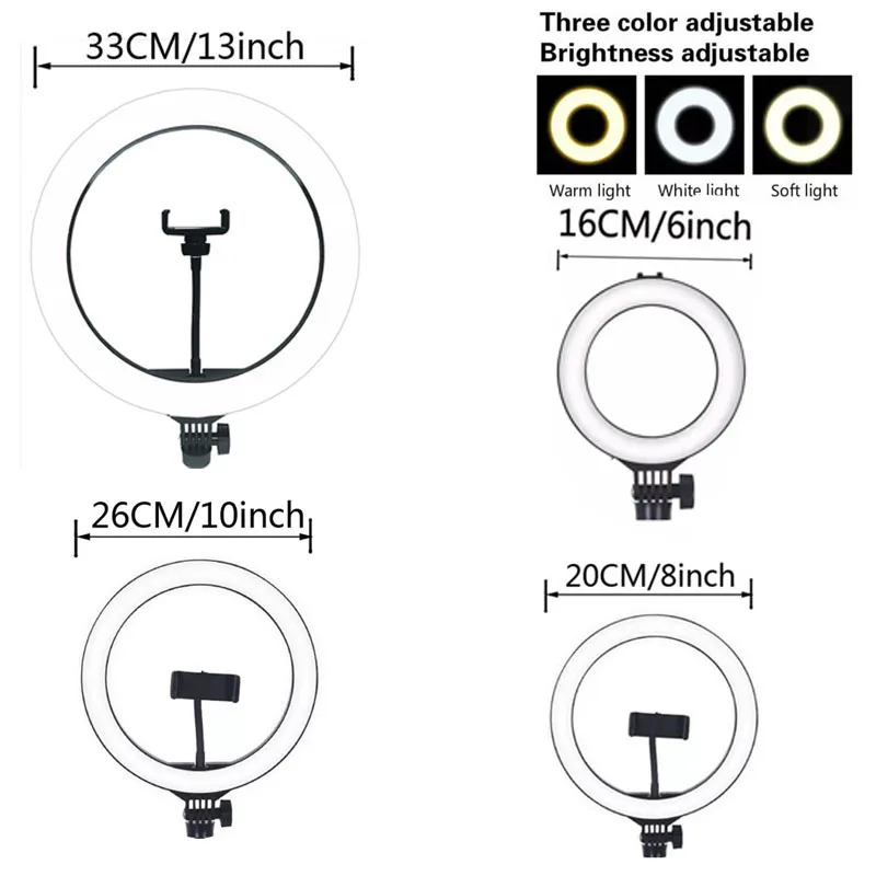 

Video Lights Dimmable Light Selfie LED Ring Light USB Ring Lamp With Tripod Stand Rim Of Light To Make Youtube ringlight
