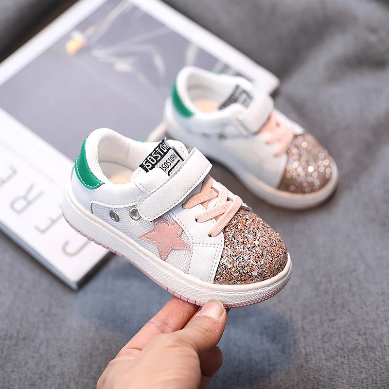 

2021 spring children shoes new boys shining sports sneakers girls fashion bling casual shoes baby leisure running shoes