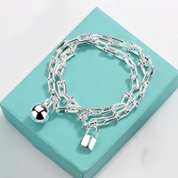 new woman s925 sterling silver hip hop rock u shaped lock ball pendant bracelet luxury brand jewelry couple holiday gift co