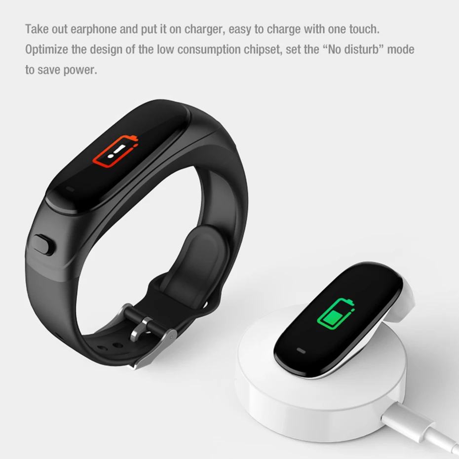 V08pro Smart Wristband 2 in 1 Bluetooth Bracelet Sport Heart Rate Blood Pressure Fitness Tracker Mic Earphone | Электроника