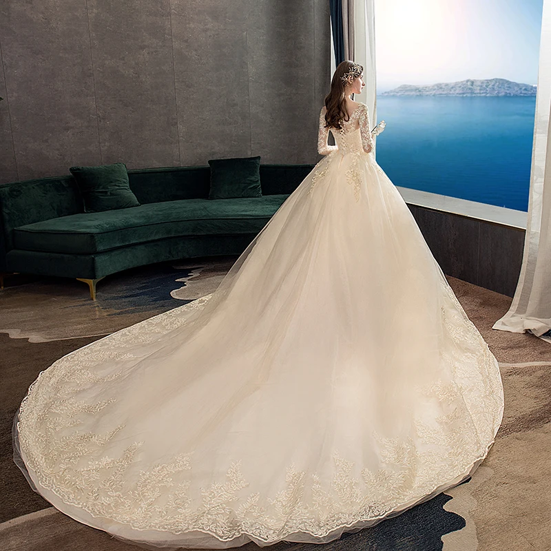 Женское кружевное свадебное платье белое/цвета слоновой кости цвета шампанского