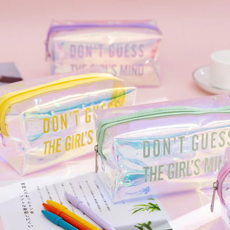 Чехол для карандашей большой емкости голографический прозрачный | Канцтовары