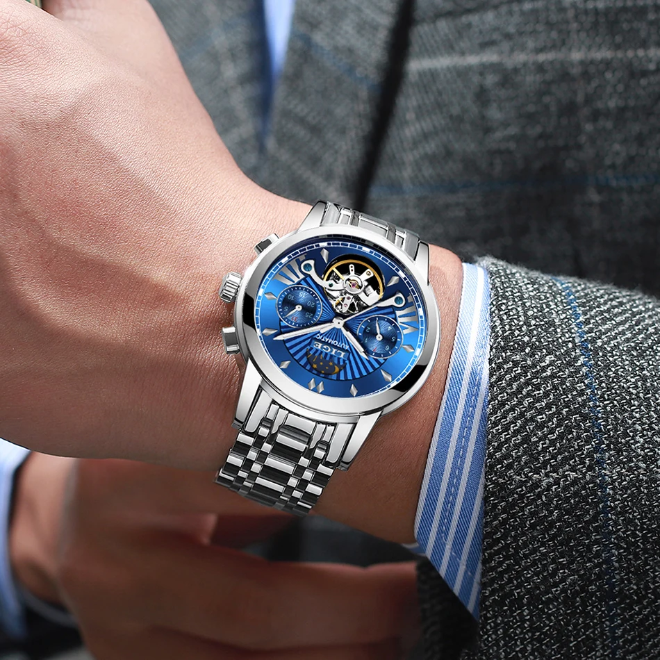 Montre Homme LIGE мужские s часы Топ люксовый бренд мода Tourbillon автоматические механические часы мужские водонепроницаемые часы со скелетом
