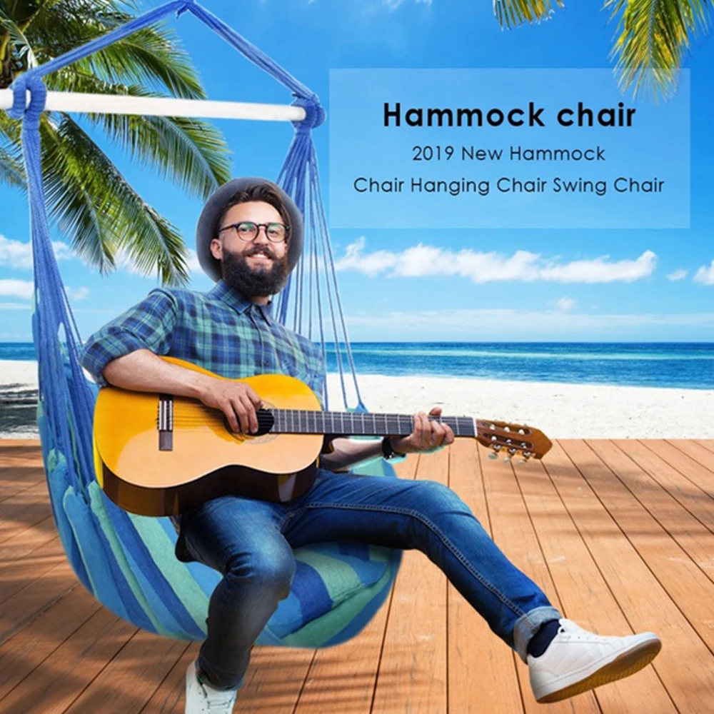 

100X130CM Outdoor Hammock Swing Thicken Chair Hanging Swing Chair Portable Relaxation Canvas Swing Travel Camping Lazy Chair