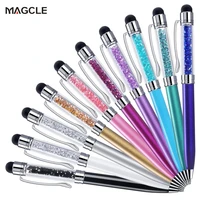 cute crystal pen diamond ballpoint pens stationery ballpen 2 in 1 crystal stylus pen touch pen free shipping