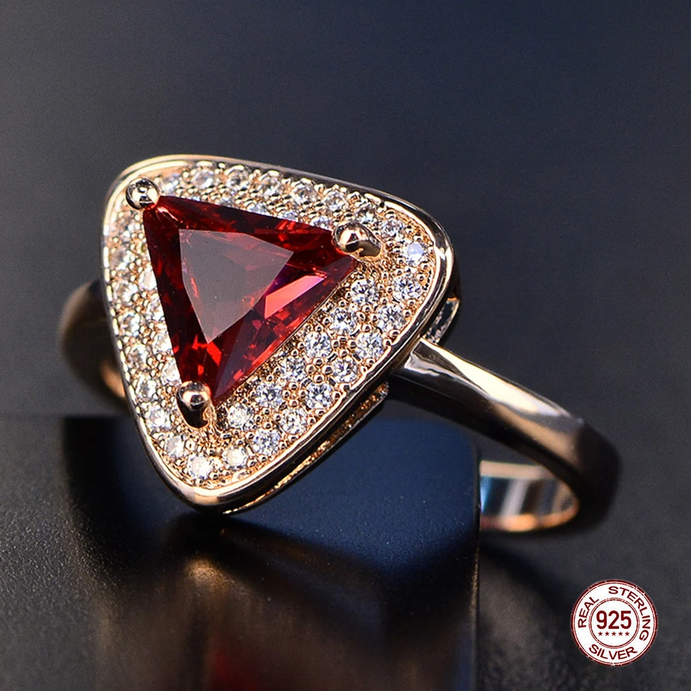 Роскошное модное кольцо с рубином искусственное серебряное для женщин