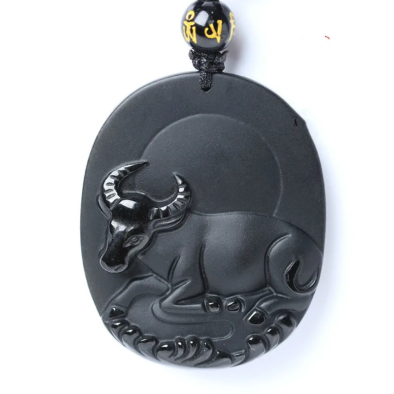 Ожерелье с бусинами из натурального черного обсидиана ручная работа Зодиак