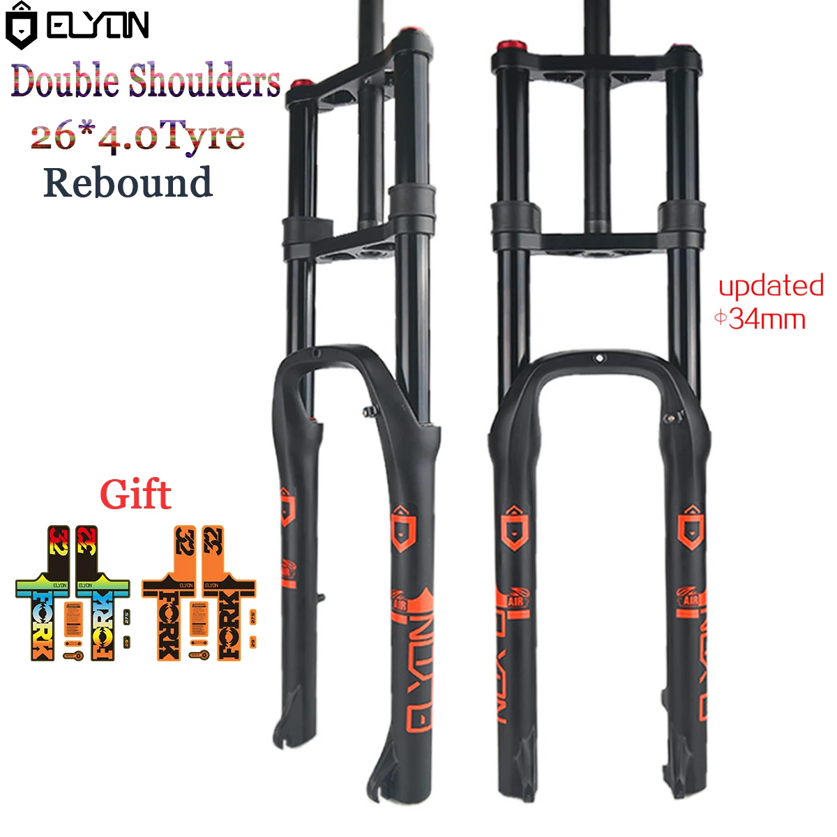 

Велосипедная вилка ELYON 26 ''* 4,0'' для горного велосипеда 26 дюймов прямая Наплечная масляная пневматическая подвеска QR вилки 135 мм для велосипед...