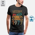 Винтажная Футболка 1977 футболка классная для мужчин, мужская футболка, хлопковые футболки, футболка большого размера, Винтажная Футболка