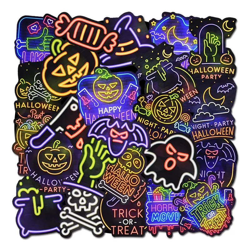 25 шт. забавные неоновые наклейки на Хэллоуин для мотоцикла чемодан скейтборда