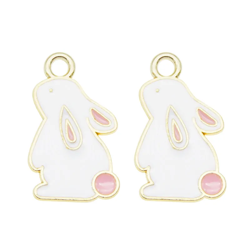 

10pcs Enamel Charms Animals Rabbit Pendant for necklace earrings diy fashion child handmade bracelet Anklet keychain Accessories