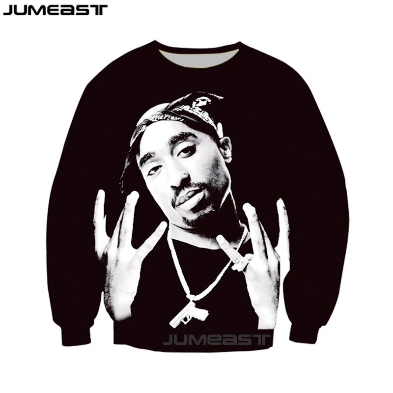 Jumeast мужская и женская трехмерная толстовка суперзвезда Тупак большие размеры