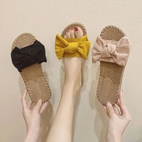 leisure slippers womens wear bow beef tendon flat soft non slip maternity beach slippers woman house slippers womens shoes