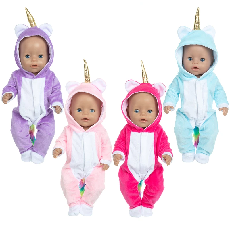 

Reborn Baby Doll Clothes Fur Rompers 18" Girl Doll Unicorn Wears Children Gift Toys Outwears