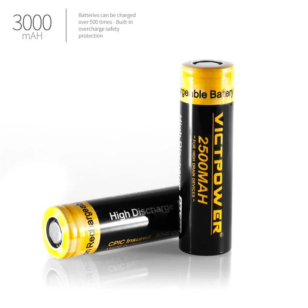 2 PCS High Capacity 3.7V 18650 2500 mah 20/10A Rechargeable Lithium-ion Battery for LED Flashlight Headlamps Search Lamp | Электроника