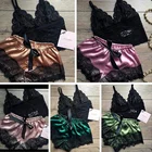 Женский пижамный комплект сексуальный комплект нижнее белье кружевная ночная рубашка без рукавов на бретельках топ и шорты