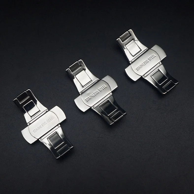 Wholesale 10PCS/lot Stainless steel Double Push Button Butterfly Clasp Buckle watch buckle watch part new 4 colors available