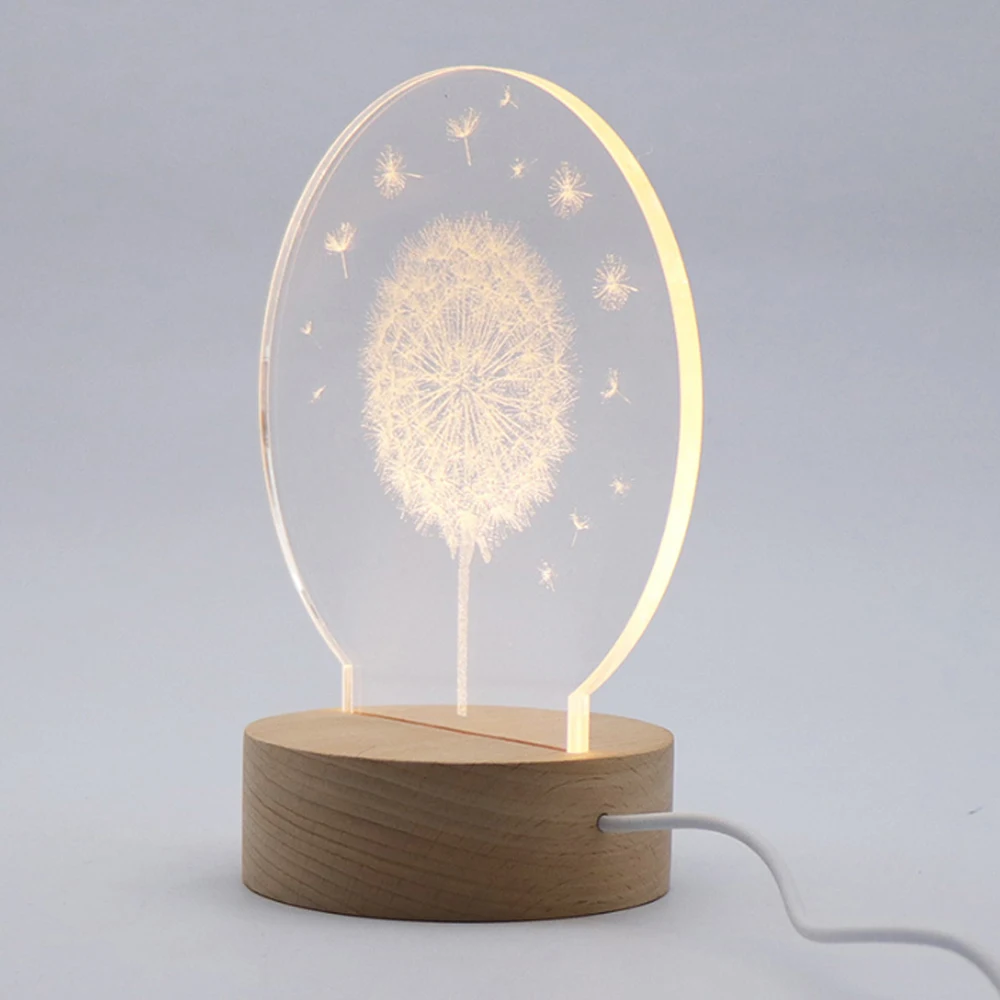 Акриловый ночник 3D для спальни декоративный прикроватный светильник в виде