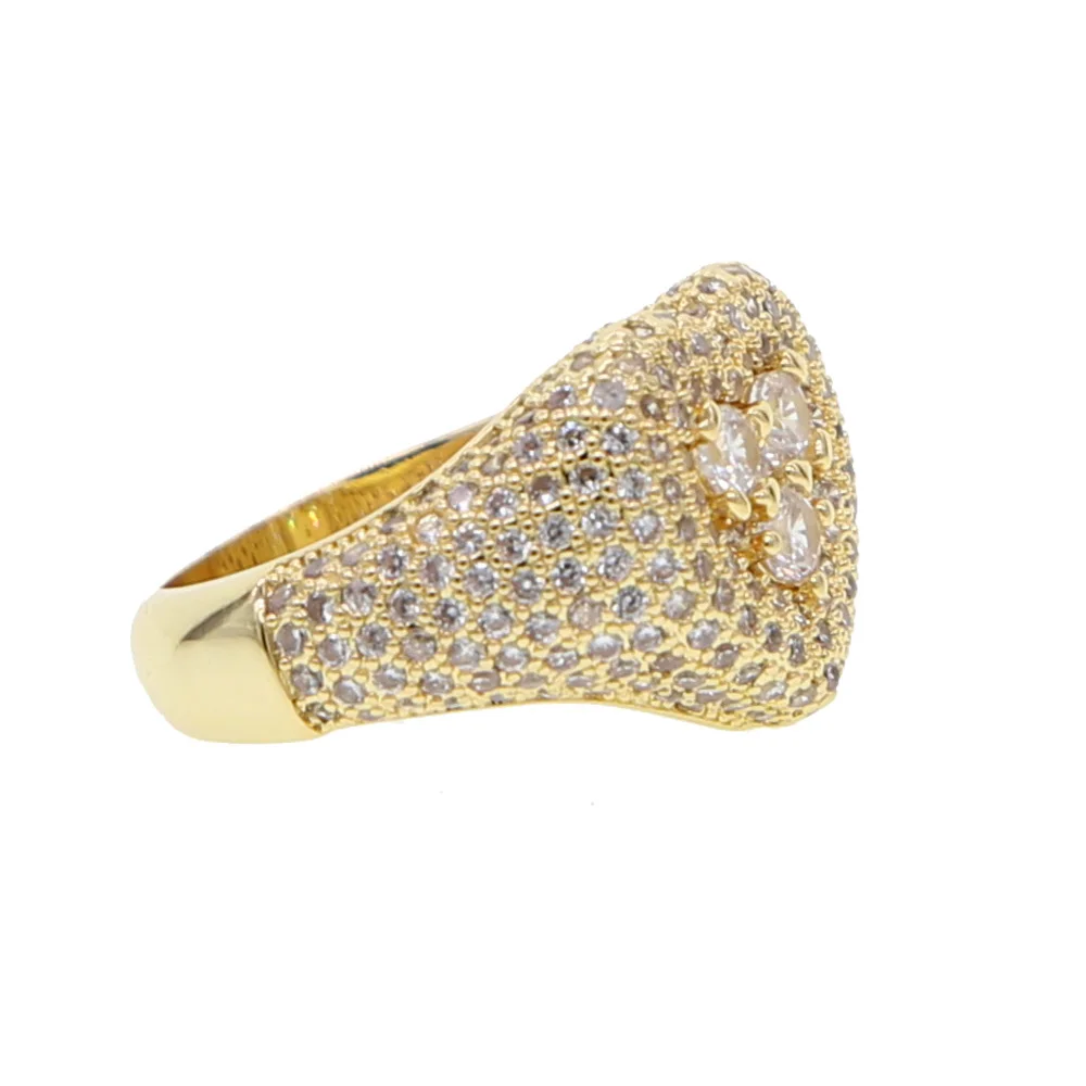 Fashion New Arrival Gold Filled Ring Heart Love Jewelry Hip Hop Brass Clear Zirconia Rings For Men Wedding | Украшения и