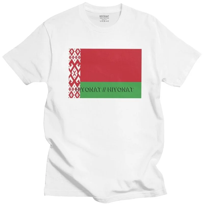 

Футболка мужская, из чистого хлопка, с изображением флага Белоруссии, с коротким рукавом