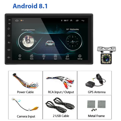 With 12 LED Camera Camecho 2din " Android 8,1 Автомобильный мультимедийный плеер gps WiFi стерео для Volkswagen Nissan Toyota hyundai Polo 2 Din Авторадио - Цвет: With 12 LED Camera
