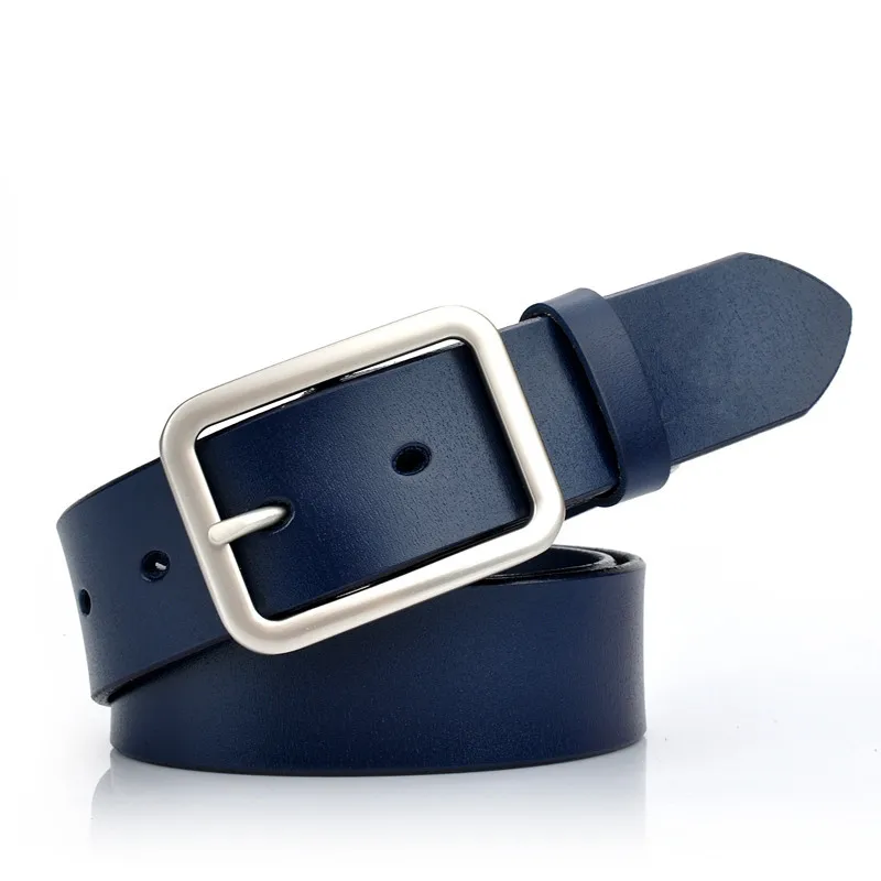 Ремень из натуральной кожи Женский модный серебристый ремень воловьей с пряжкой