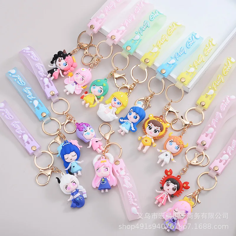 

13pc New PVC Twelve Constellation Keychain Pendants Cartoon Doll Keychain Accessories Jewelry Lovers Keychain Gift