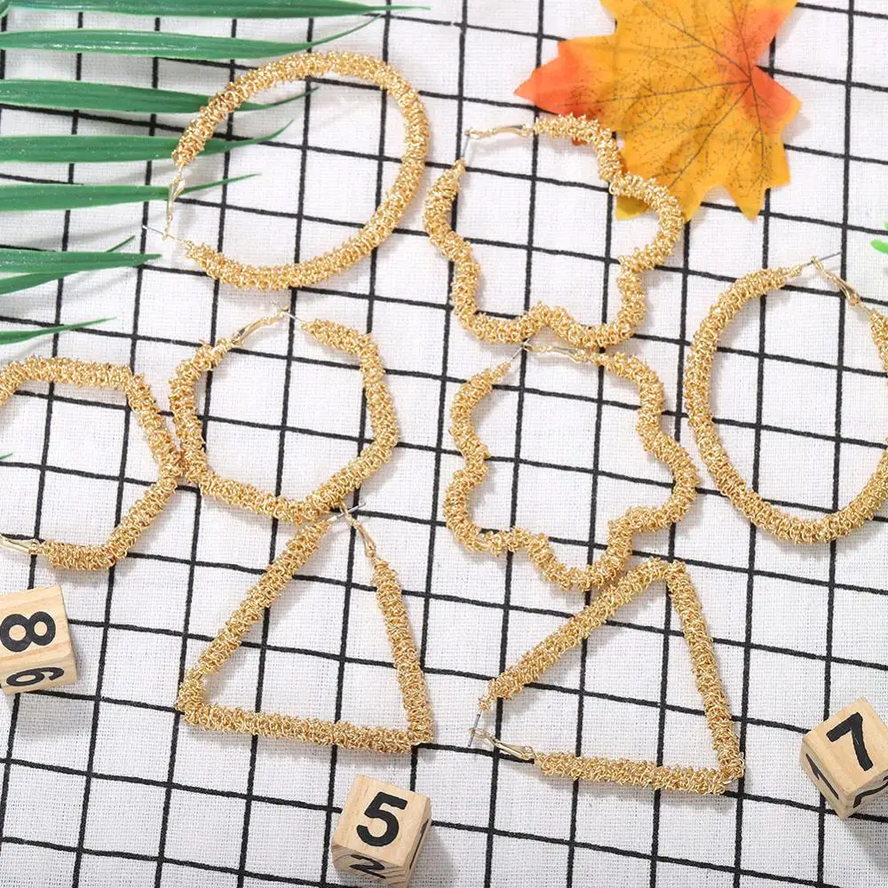 Dvacaman из полотого металла золота Цвет серьги-кольца цветок женские модные