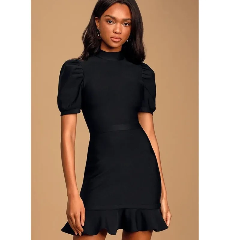 

YICIYA 2021 summer women Mermaid skirt Street style Short sleeve round neck sexy Slim waist Buttocks Solid color fishtail dress