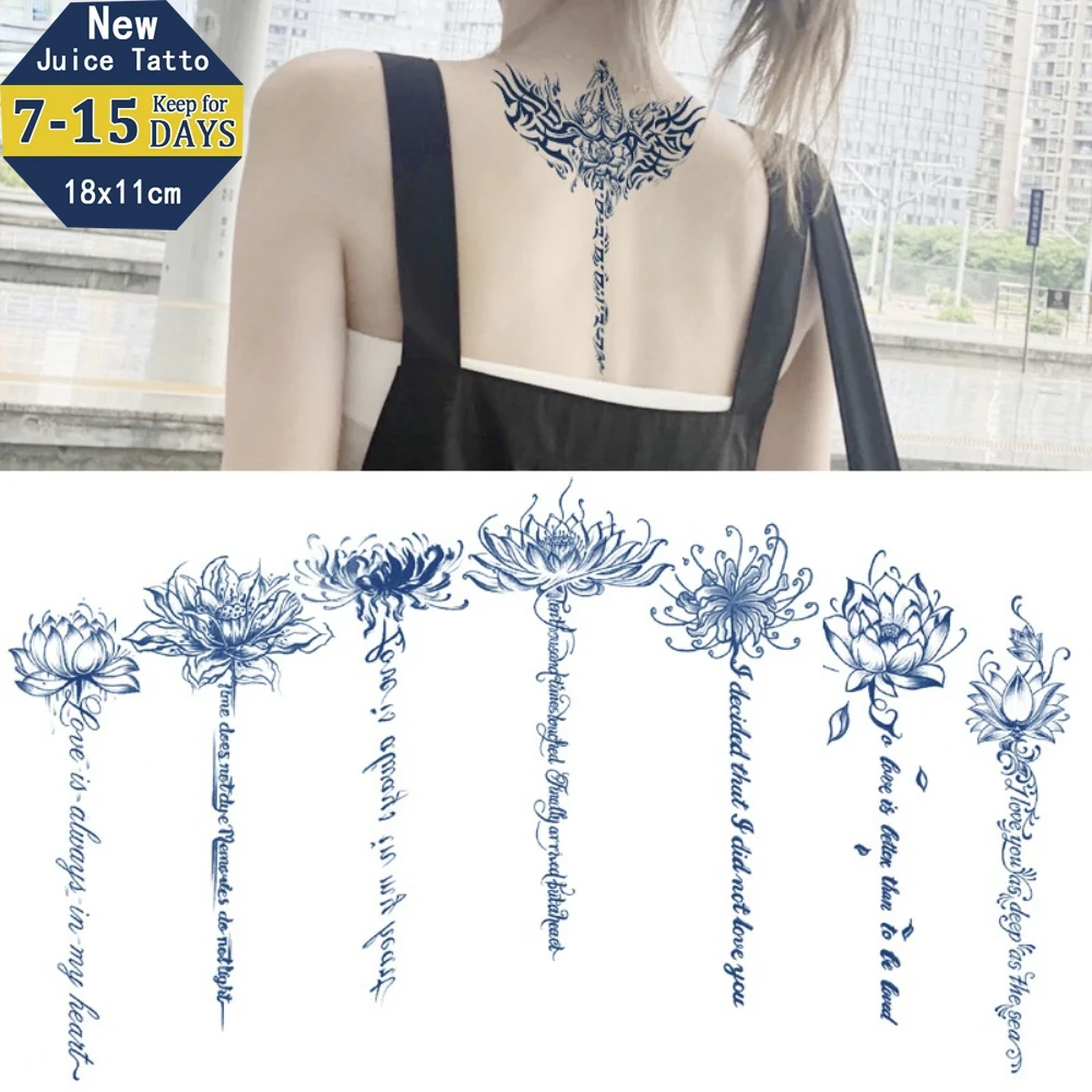 

Juice Lasting Ink Tattoos Body Art Cartoon Waterproof TemporaryTransfer Tattoo Sticker Geometric Lotus Tatoo Arm Fake Tatto