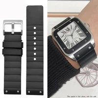 watch accessories for cartier w20121u2 santos100 silicone watchband soft rubber sports strap men and womens bracelet 23mm