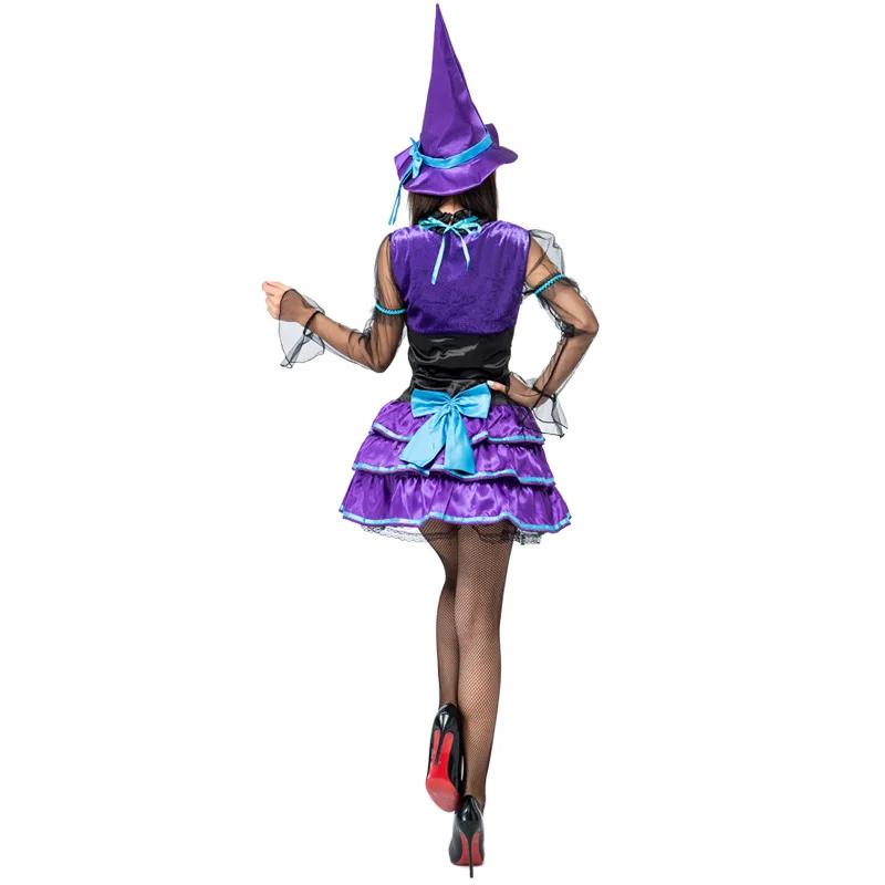 

Umorden Fantasia Women Sexy Purple Witch Costume Cosplay Mini Short Dress Halloween Purim Carnival Party Mardi Gras Costumes