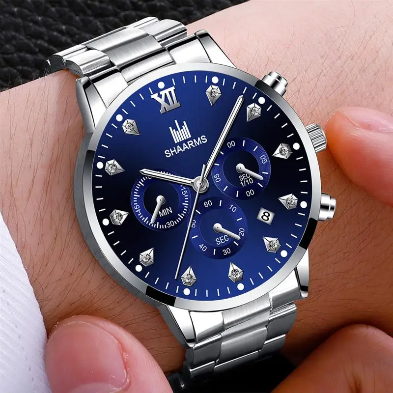 Мужские часы модные брендовые кварцевые ремешок из нержавеющей стали военные