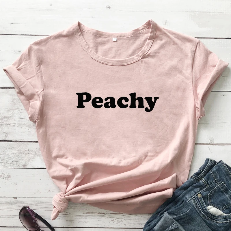 peach-black text Персиковый красный Футболка с буквами; принт модная одежда из хлопка, размеры tumblr футболка для женщин футболки топы унисекс Графические футболки - Цвет: peach-black text